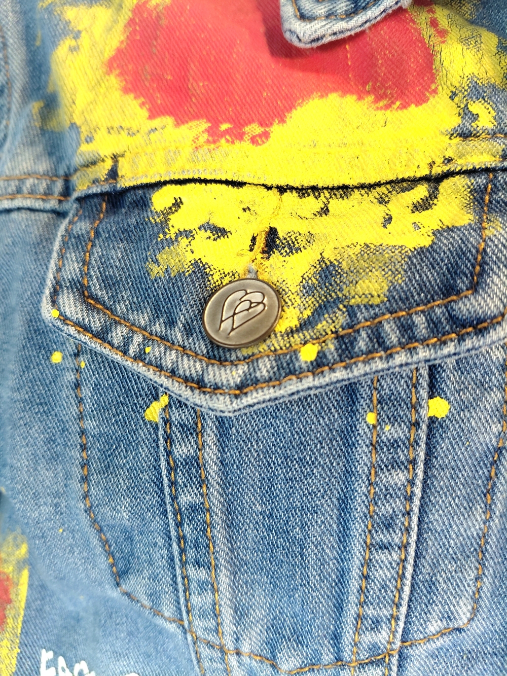 Boutique Hand Painted Denim Jacket with Graffiti Art Detail. EUC. Size M. - Picture 8 of 13